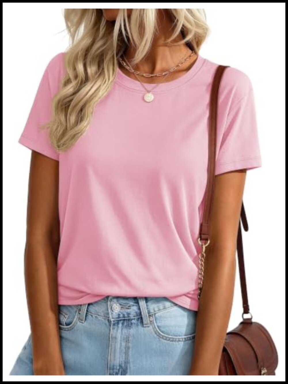 Womens Cotton Blend Crewneck Short Sleeve T-Shirt UPF50+ Breathable Basic Tee